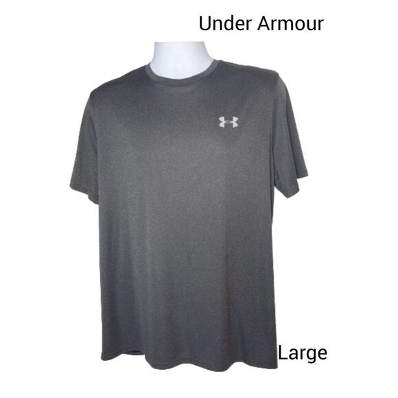 Under Armour Men's T-Shirt L Grey Loose Fit Heatgear Performance Sporty Tech Top - Picture 1 of 7